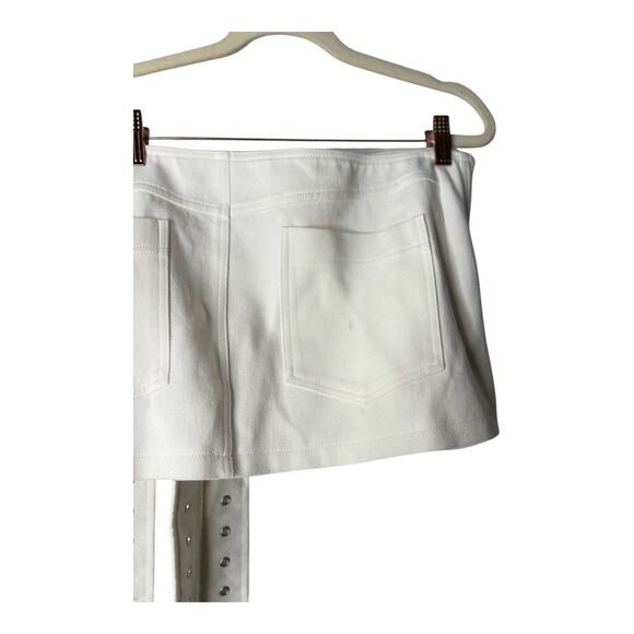 Aniye Records Lex Mini Skirt Denim Buckle Strap Edgy Chic Grunge Y2K Milk Sz 40 - Picture 12 of 13